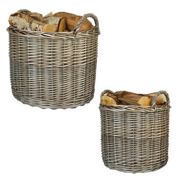 Set Of Two Round Wicker Baskets, 2 of 5