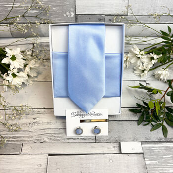 Blue Daisy Wedding Tie Set, 7 of 10