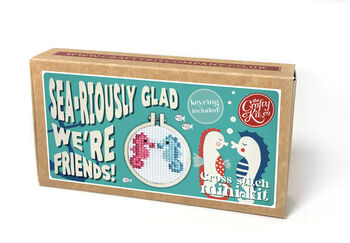 Seariously Glad We're Friends! Seaside Mini Matchbox Cross Stitch Kit, 9 of 12