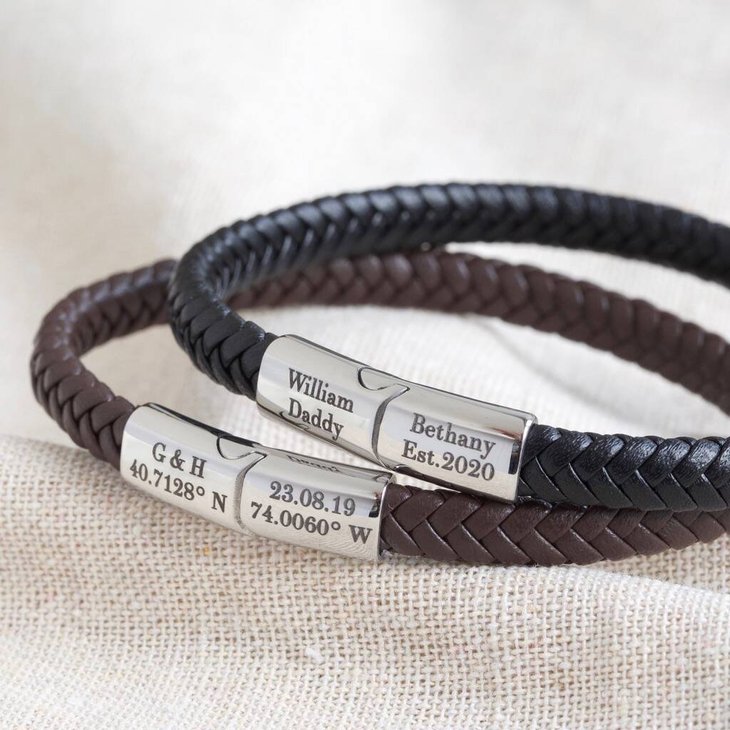 Personalised Men's Woven Vegan Bracelet With Clasp, 1 of 8