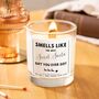 Smells Like The Best Secret Santa Gift Funny Christmas Scented Candle, thumbnail 3 of 5