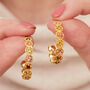 Watermelon Tourmaline Textured Gold Vermeil Hoops, thumbnail 5 of 10