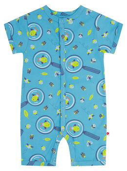 Baby + Toddler Shortie Romper | Blue Unisex Bug Print, 6 of 6