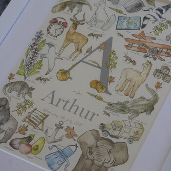 Personalised Children's Nursery Alphabet Letter A Print By Ella And The