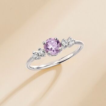 Lavender Amethyst Five Stone Ring In Sterling Silver And 18k Gold Vermeil, 3 of 12