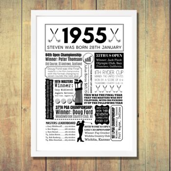 1955 Personalised 70th Birthday Golf Print, 3 of 8