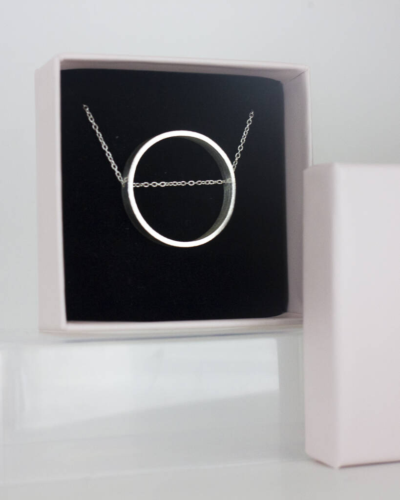 Large Sterling Silver Open Circle Necklace, 1 of 4