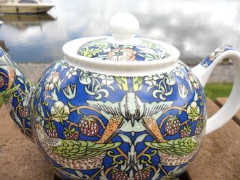 Two Cup Teapot In Blue Strawberry Thief Design, 10 of 11