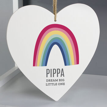 Personalised Rainbow Large Wooden Heart Decoration, 3 of 4