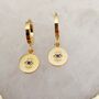 Evil Eye Coin Hoop Earrings, thumbnail 3 of 6