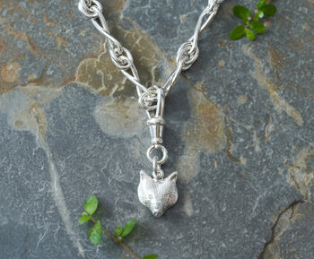 Diamond Eyes Fox Necklace With Swivel Clasp In Sterling Silver, 3 of 4