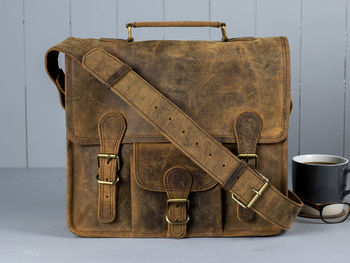 Vintage Style Leather Satchel Bag, 4 of 12