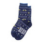 Blue Tits Fair Isle Bamboo Socks Womens Navy, thumbnail 4 of 4