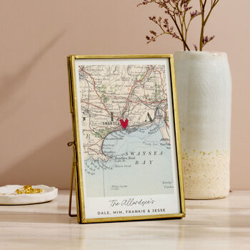 Personalised Vintage Map Picture With Stitched Heart, 3 of 10