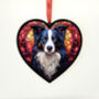 Border Collie Stained Glass Effect Heart Suncatcher, thumbnail 6 of 6