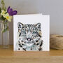 Inky Snow Leopard Blank Greeting Card, thumbnail 2 of 4