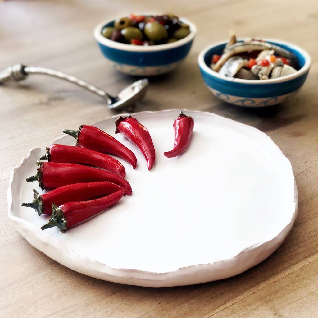 Gifts For Foodies: Seven Handmade Ceramic Chillies Dish, 1 of 7