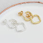 18ct Gold Plated Or Silver Square Huggie Hoop Earrings, thumbnail 2 of 6