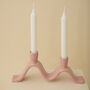 Handmade Pink Wavy Ceramic Candelabra For Two Candles, thumbnail 1 of 7