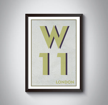 W11 Notting Hill London Postcode Typography Print, 7 of 11