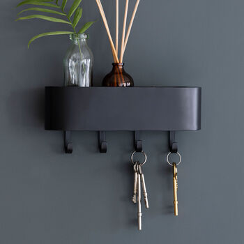 Steel Keyhook And Shelf In Charcoal Grey Or White, 2 of 5