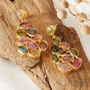 Tourmaline Statement Drop Stud Gold Plated Earrings, thumbnail 5 of 5