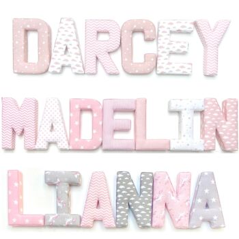 Pink And Grey Nameset Fabric Letters, 8 of 12
