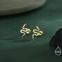 Snake Internal Flat Back Earrings In Sterling Silver, thumbnail 4 of 11