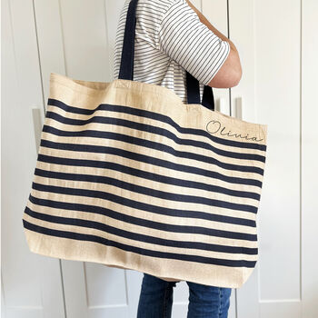 Personalised Name/Text Oversized Stripe Bag, 2 of 4