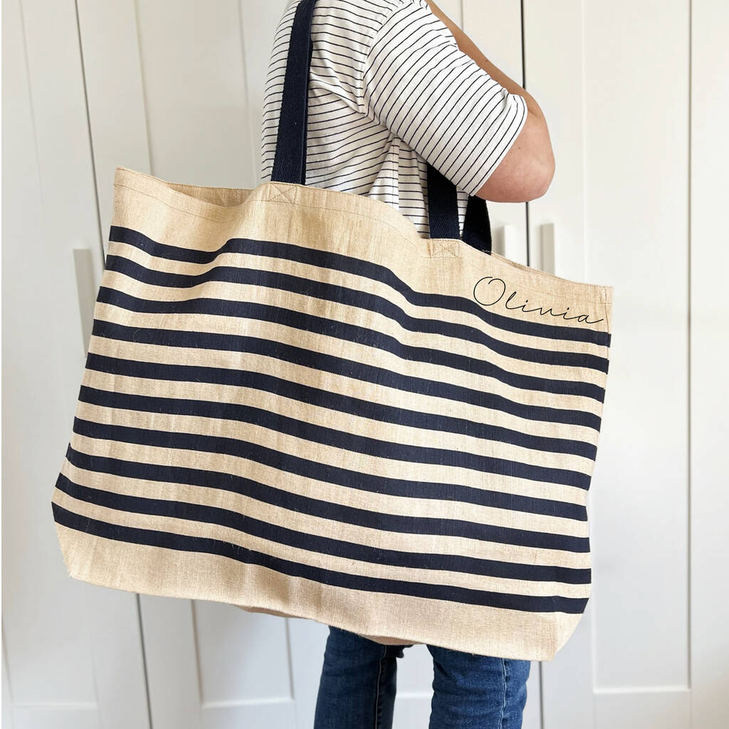 Personalised Name/Text Oversized Stripe Bag, 1 of 6