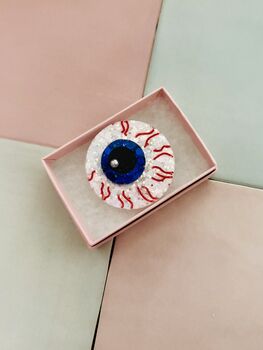 Eyeball Halloween Glitter Resin Brooch / Halloween Jewellery / Gothic Fashion Accessory, 5 of 6