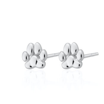 Paw Print Stud Earrings, Sterling Silver Or Gold Plated, 6 of 7