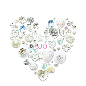 Personalised 80th Birthday Button Heart, 4 of 5