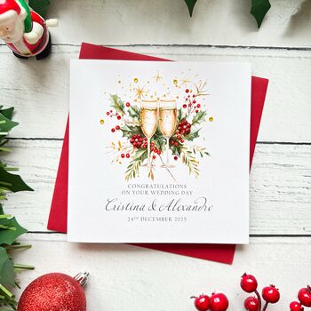 Christmas Wedding Card, Personalised, 5 of 5