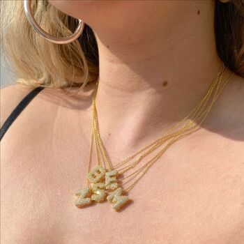 Initial Jewelled Pendant Necklace Sterling Silver, 4 of 4