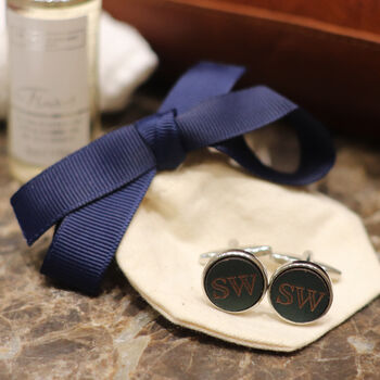 Men's Personalised Leather Cufflinks, 6 of 12