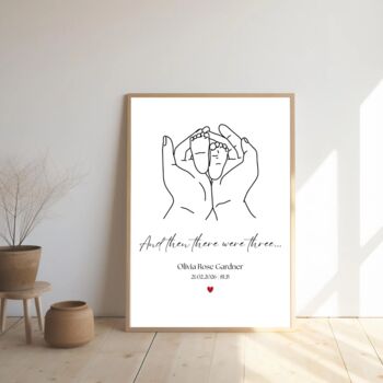 Family Of Three Line Print, Family Of Three New Baby Gift, 2 of 3
