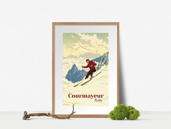 Courmayeur Ski Resort Italy Travel Poster Art Print, 4 of 8