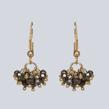Gold Plated Smoky Quartz Bead Earrings, 3 of 8