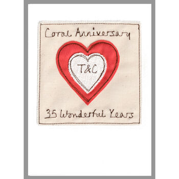 Personalised Coral 35th Wedding Anniversary Card, 10 of 10