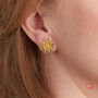 Filigree Flower Petals Gold Plated Stud Earrings, thumbnail 2 of 9