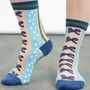Sheer Pop Socks Ankle Highs Polka Dot Bows Blue Green, thumbnail 1 of 3