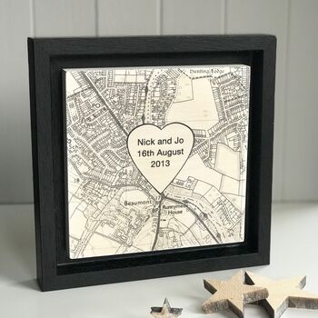 Personalised Wedding Venue Location Map Print On Wood, 8 of 10