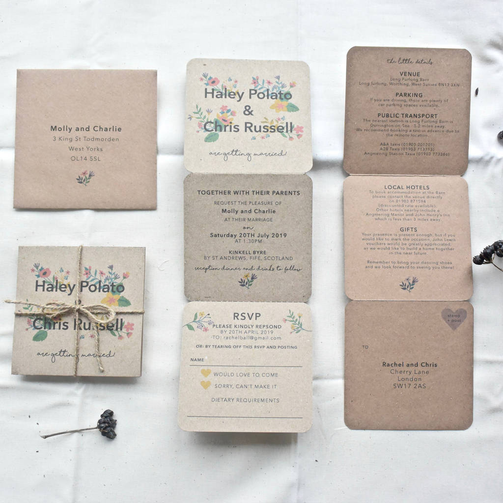 floral tri fold wedding invitation by paper and inc | notonthehighstreet.com