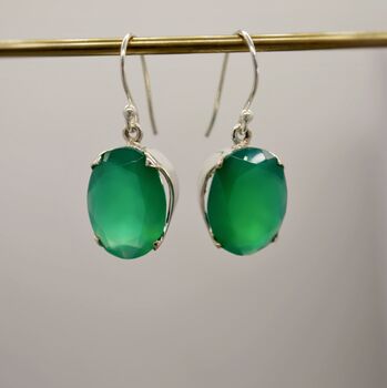 Green Onyx Silver Earrings, 8 of 12