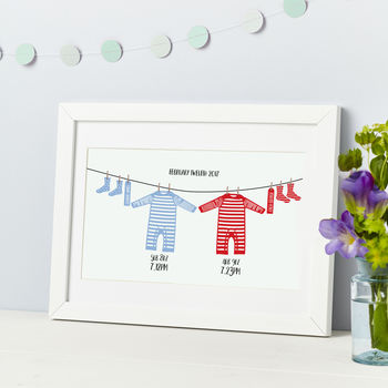 New Baby Twins Personalised Print, 2 of 4