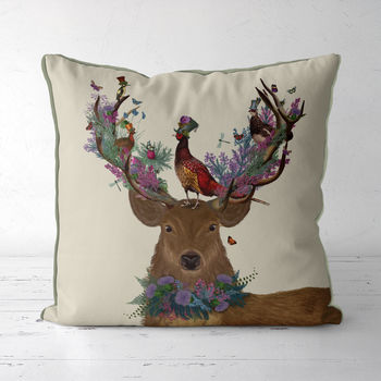 Scottish Woodland Deer Decorative Cushion, 2 of 7
