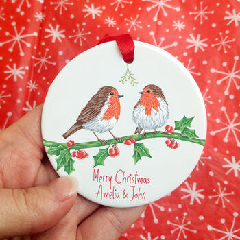 Christmas Robin Couple Tree Decoration, 3 of 6