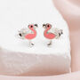 Silver Children's Pink Enamel Flamingo Stud Earrings, thumbnail 1 of 4