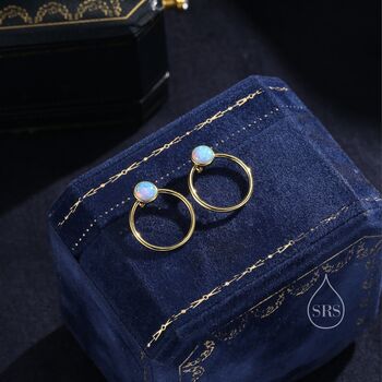 Double Circle Blue Opal Ear Jacket In Sterling Silver, 3 of 12